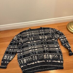 Men's blue and White vintage grandpa Sweater